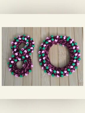 Handmade Crochet Beaded Sensory Fidget Bracelets Set of 2 Dinner Mints Y2K Rave